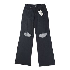 Prosperity Wide Leg Black Distressed High Rise Jeans 100% Cotton Size 28